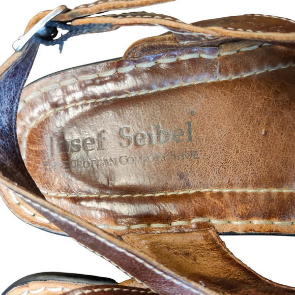 Josef Seibel Strappy Brown Bohemian Leather Slingback Comfort Sandals EU 41 - Picture 6 of 9